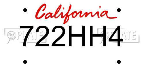 722HH4 California License Plate
