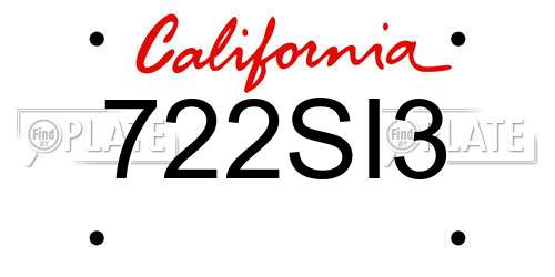 722SI3 California License Plate