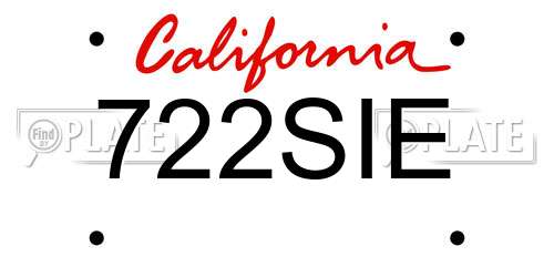722SIE California License Plate
