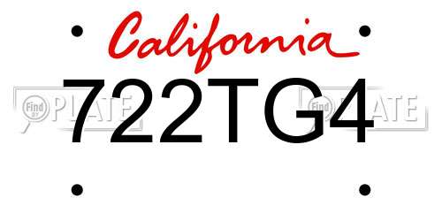 722TG4 California License Plate