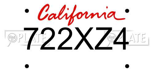 722XZ4 California License Plate