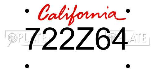 722Z64 California License Plate