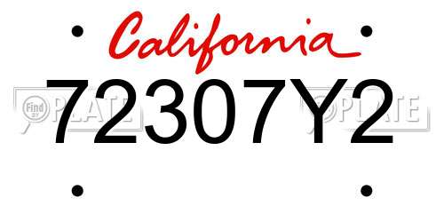72307Y2 California License Plate
