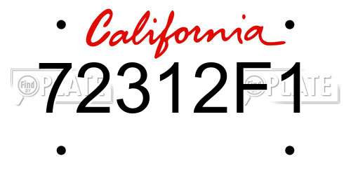 72312F1 California License Plate