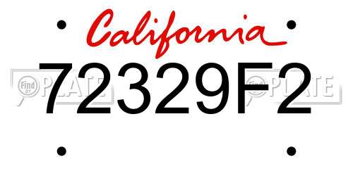 72329F2 California License Plate