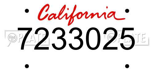 7233025 California License Plate