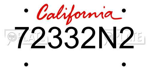 72332N2 California License Plate