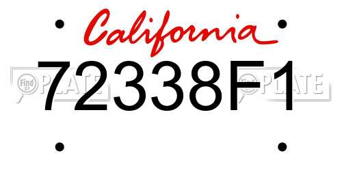 72338F1 California License Plate