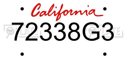 72338G3 California License Plate