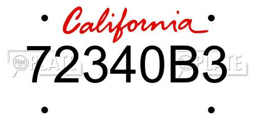 72340B3 California License Plate