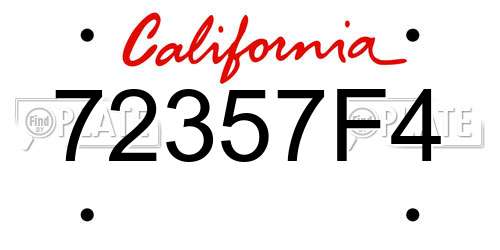 72357F4 California License Plate