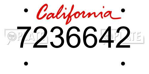 7236642 California License Plate