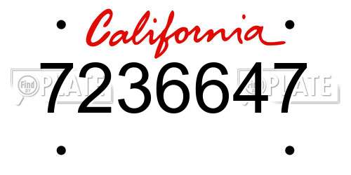 7236647 California License Plate