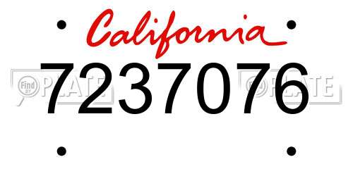 7237076 California License Plate