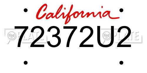 72372U2 California License Plate