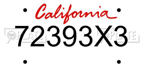 72393X3 California License Plate