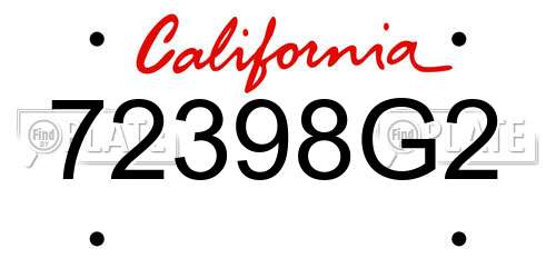 72398G2 California License Plate