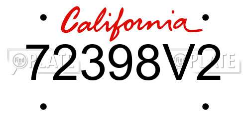 72398V2 California License Plate