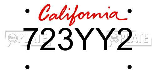 723YY2 California License Plate