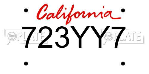 723YY7 California License Plate