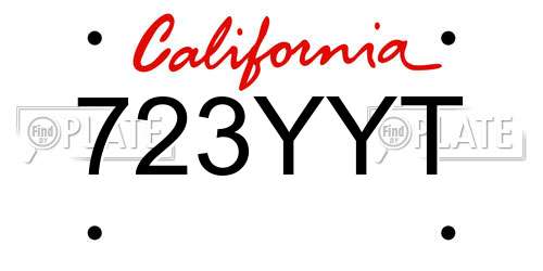 723YYT California License Plate