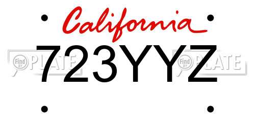 723YYZ California License Plate