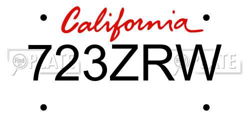 723ZRW California License Plate