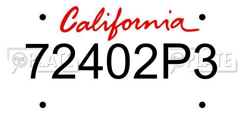 72402P3 California License Plate
