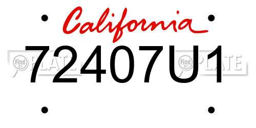 72407U1 California License Plate
