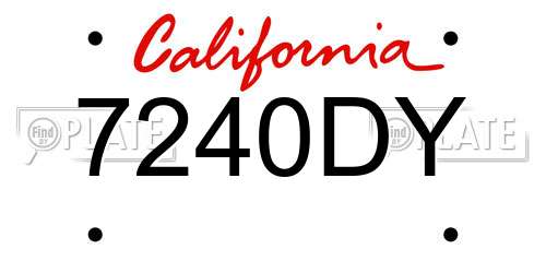 7240DY California License Plate