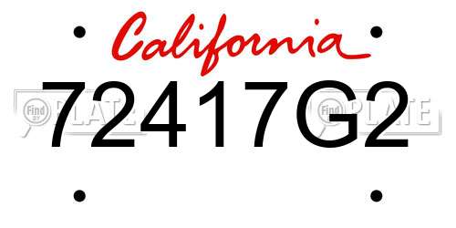 72417G2 California License Plate