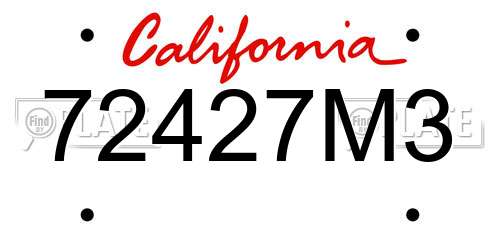72427M3 California License Plate