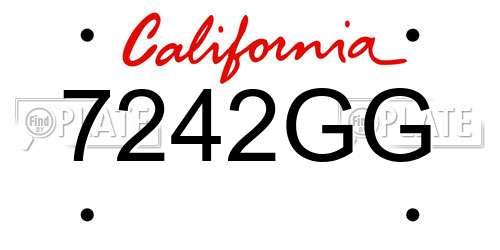 7242GG California License Plate
