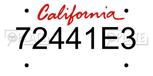 72441E3 California License Plate