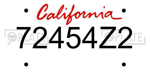 72454Z2 California License Plate
