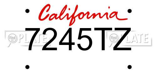 7245TZ California License Plate