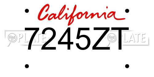 7245ZT California License Plate