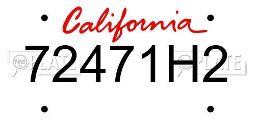 72471H2 California License Plate