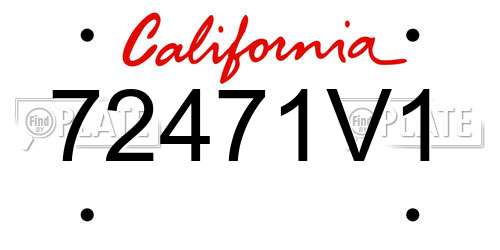 72471V1 California License Plate