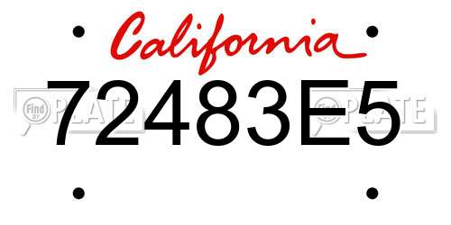 72483E5 California License Plate