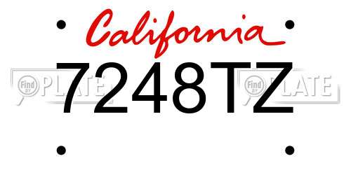 7248TZ California License Plate