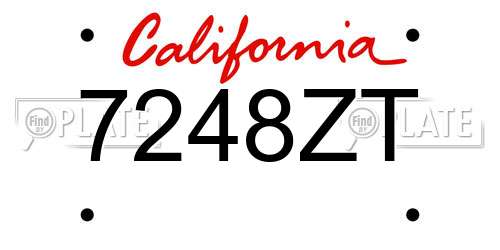 7248ZT California License Plate