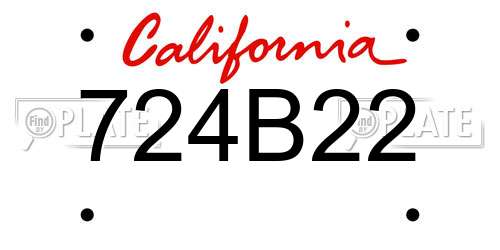 724B22 California License Plate