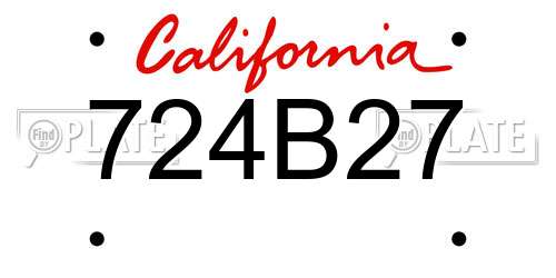 724B27 California License Plate