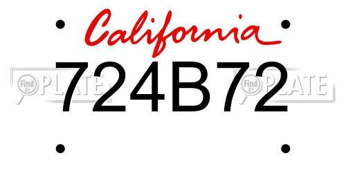 724B72 California License Plate