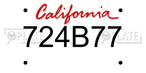 724B77 California License Plate