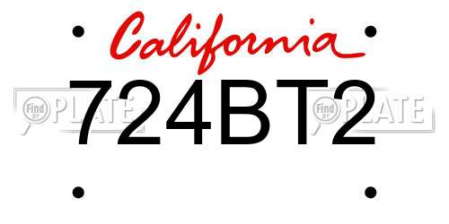 724BT2 California License Plate