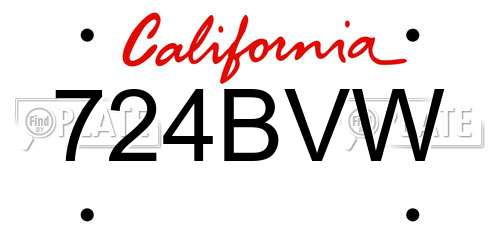 724BVW California License Plate