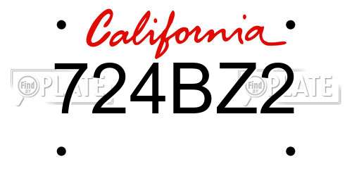 724BZ2 California License Plate