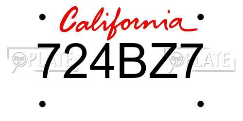 724BZ7 California License Plate